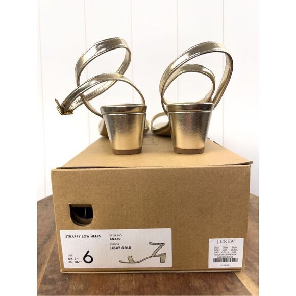 J. Crew Factory Strappy Low Heels in Light Gold Size 6.5 - Picture 3 of 6